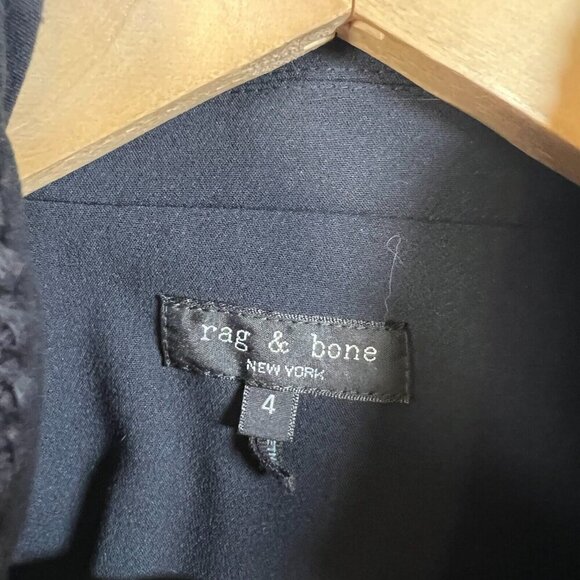 Rag and Bone Slade Tweed Blazer Womens Size 4 Navy Blue Work Career Professional - Picture 3 of 12